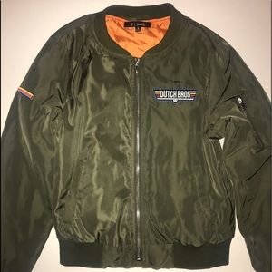 Green dutch bro’s bomber jacket with side detail